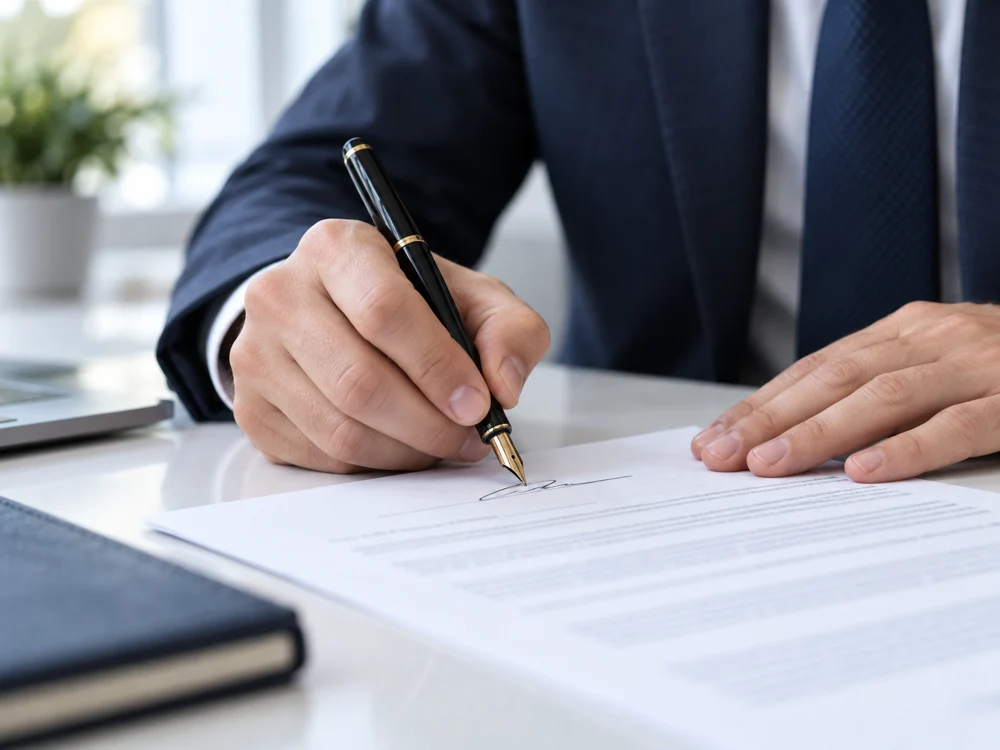 Reviewing and signing a sales contract