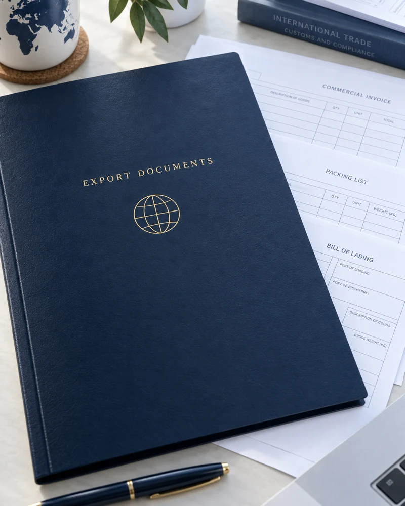 Export document folder and sample paperwork